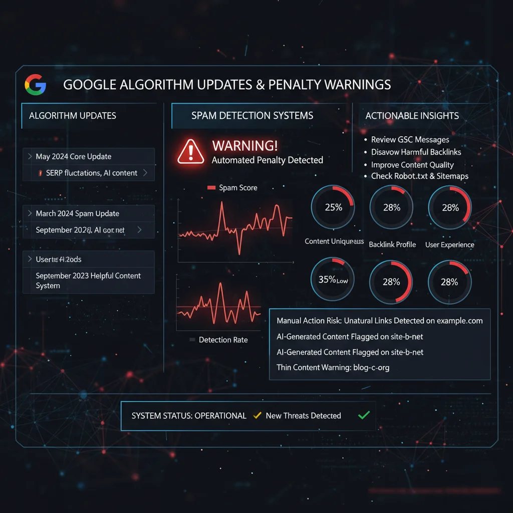 Google algorithm updates targeting webspam and low-quality content