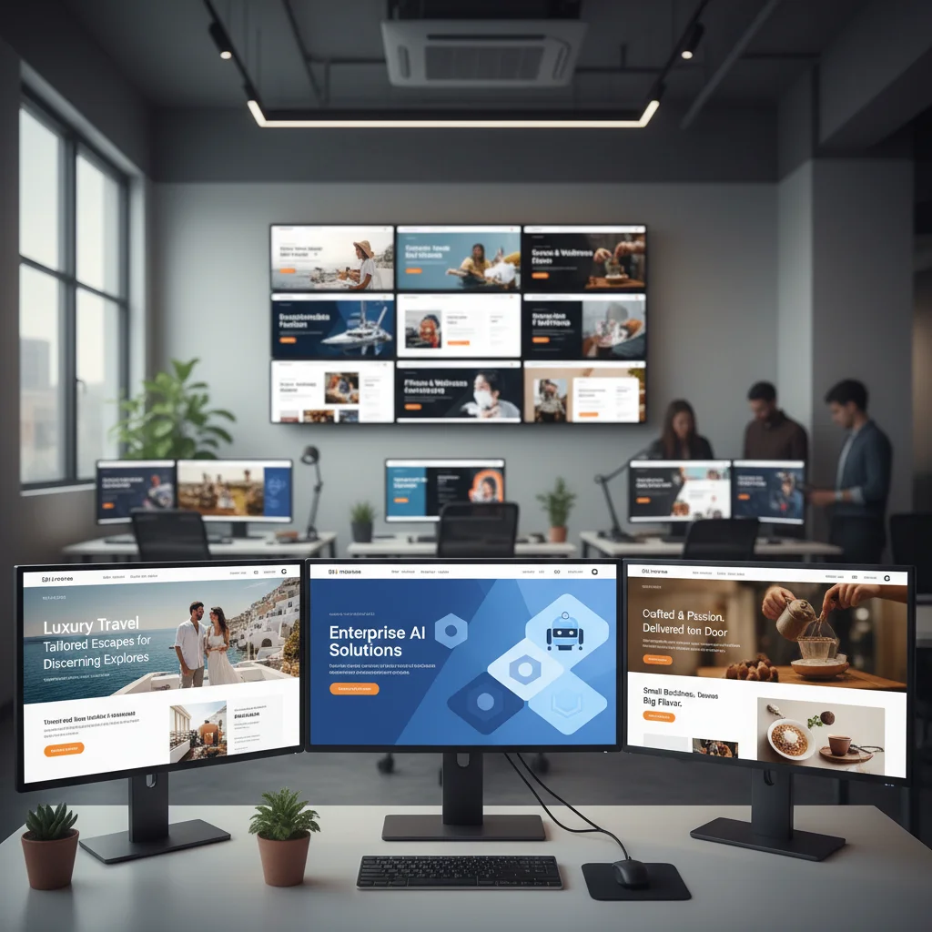 Multiple landing page variations targeting different business segments and industries