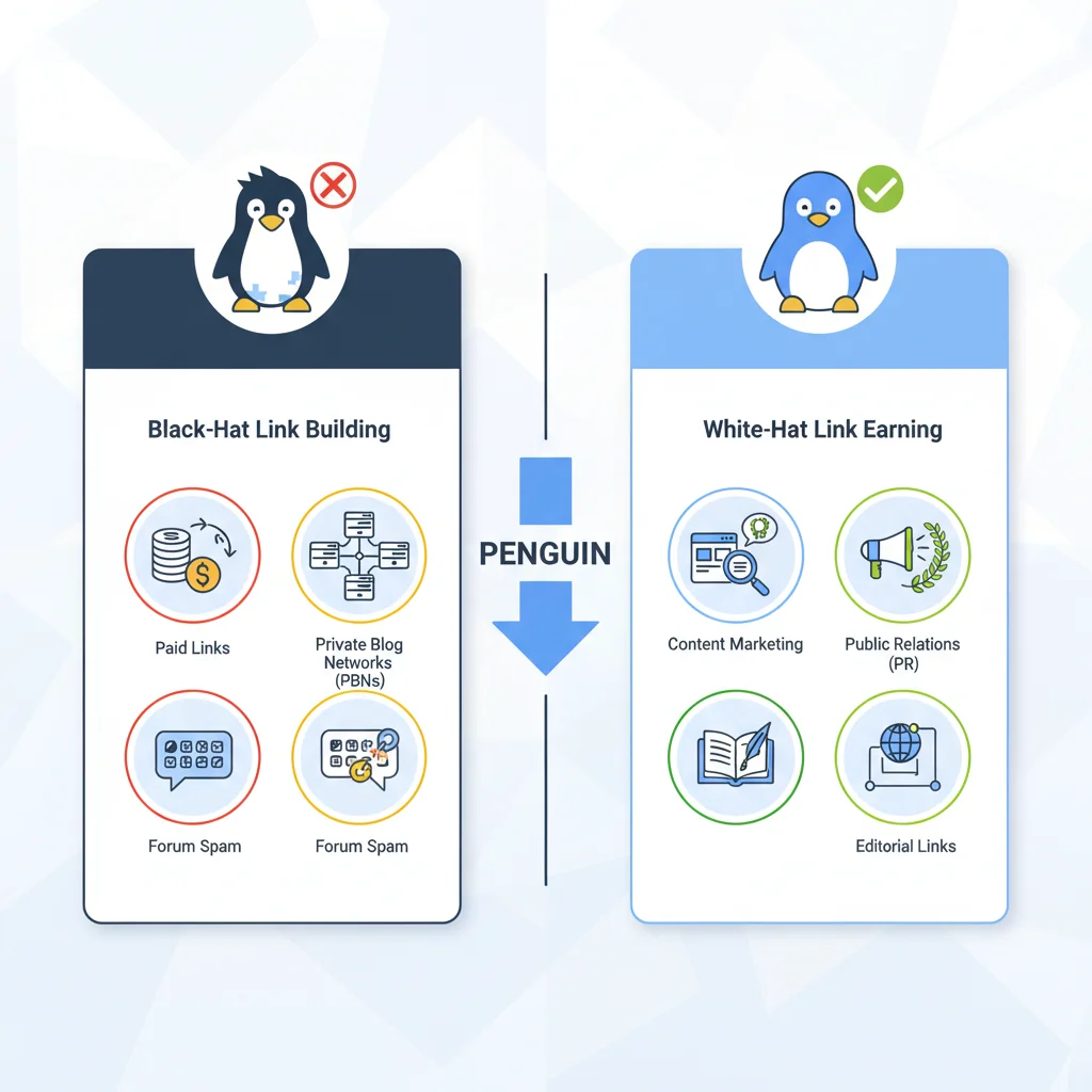 Black-hat vs white-hat link building practices comparison