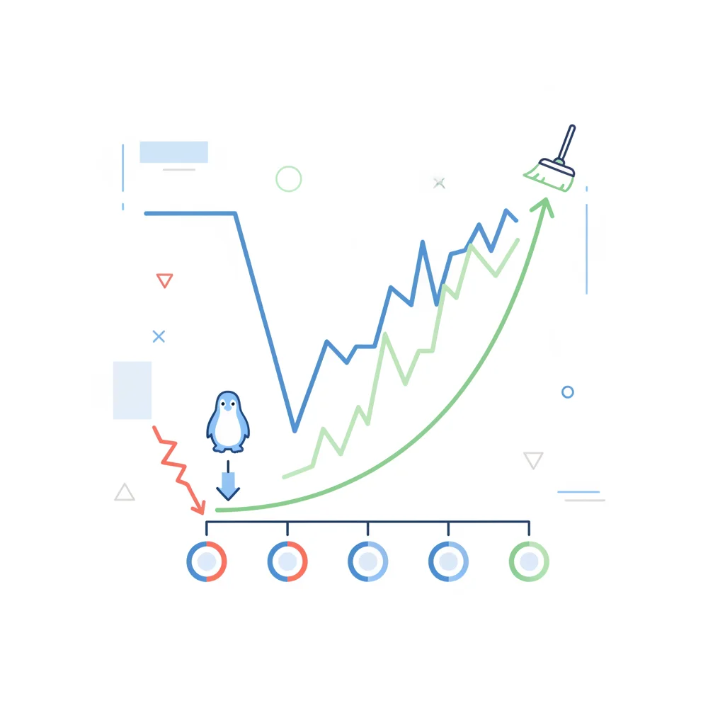 Website organic traffic recovery graph after Penguin penalty