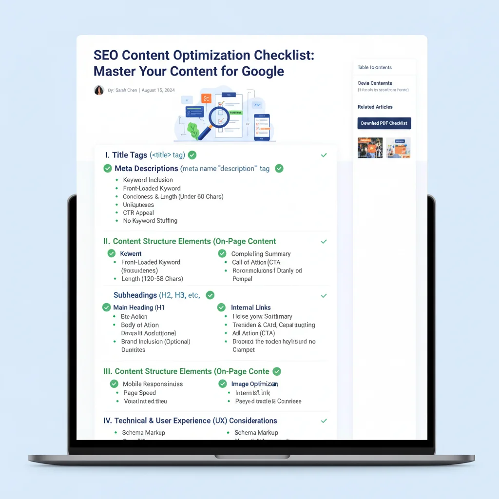 SEO content optimisation checklist for better Google rankings