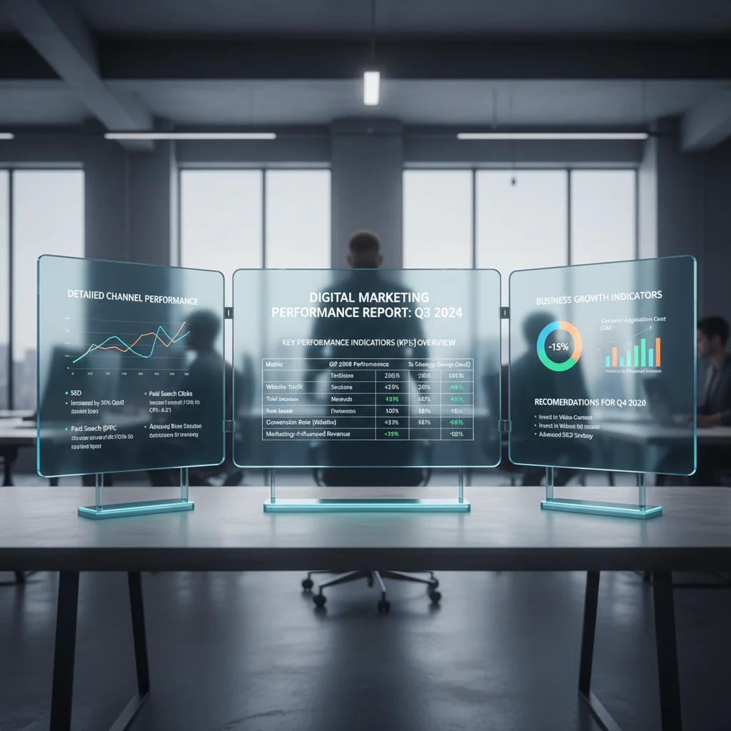 Professional digital marketing report showing clear metrics and business growth indicators