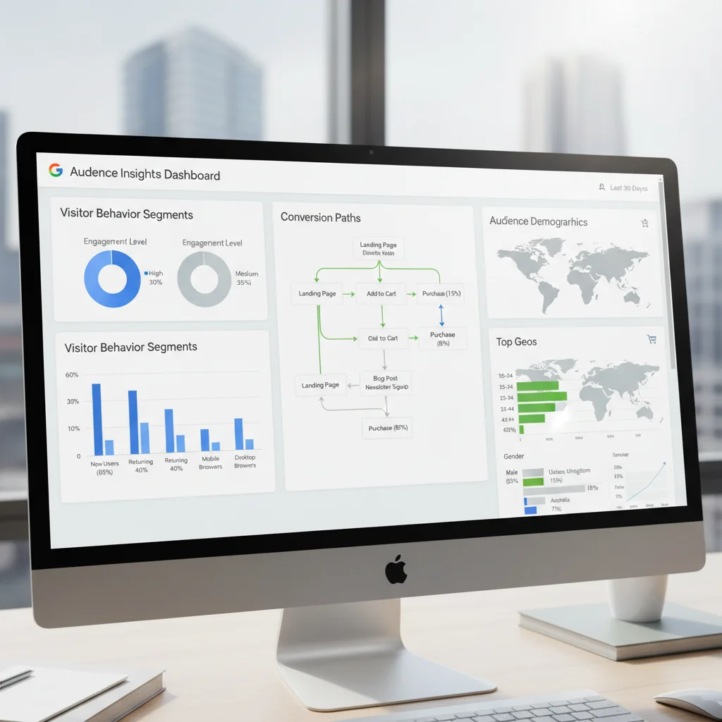 Google Analytics audience insights showing visitor behaviour segments and conversion paths