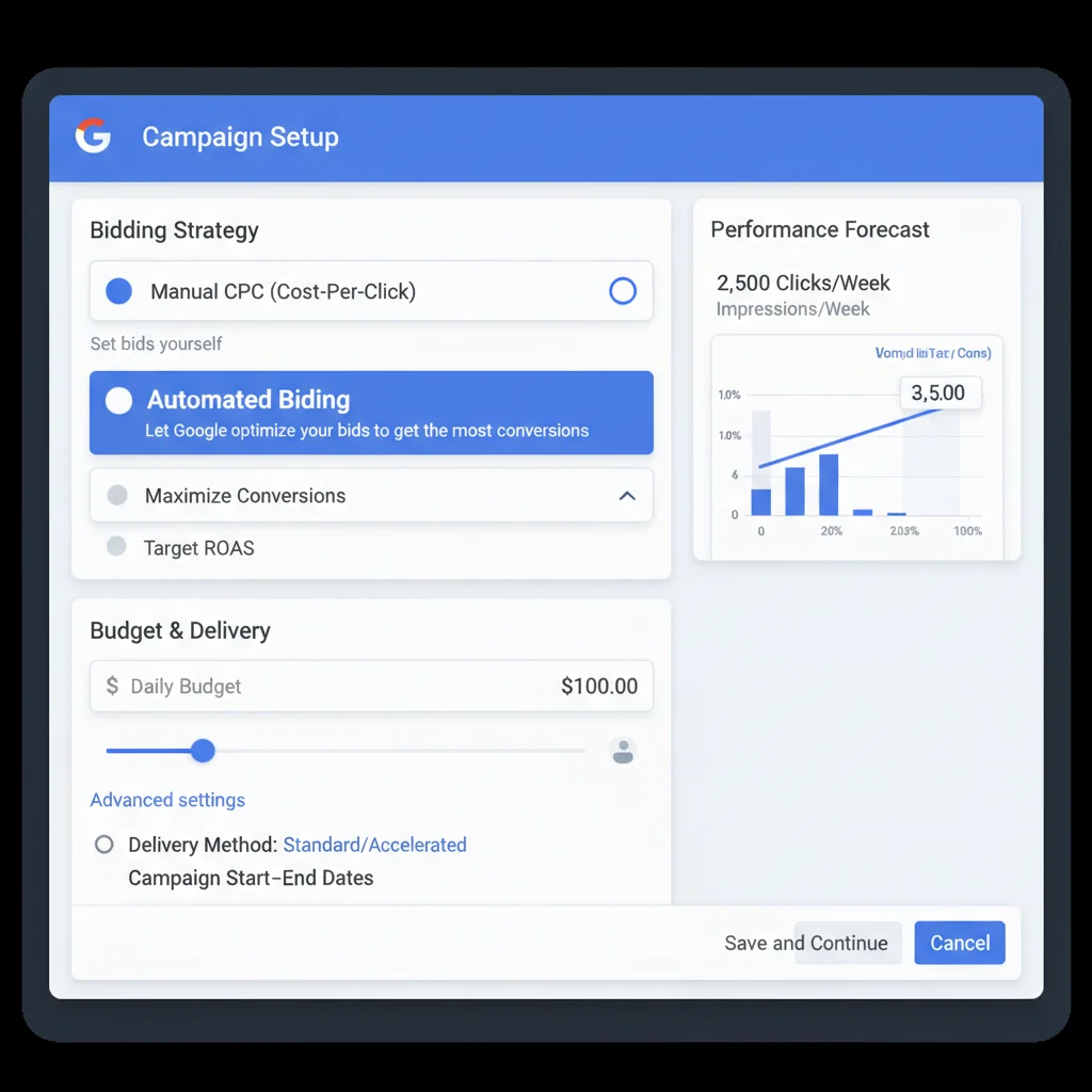 Google Ads audit checklist and change log template showing optimization tracking