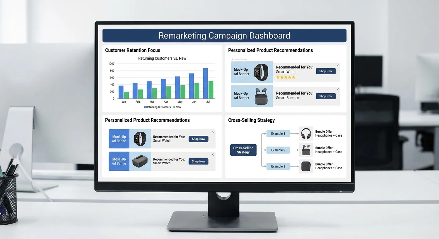 Customer retention remarketing campaign showing personalized product recommendations