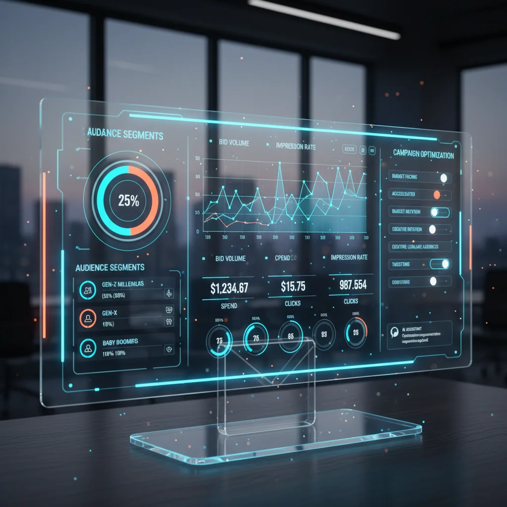 Dashboard showing programmatic advertising performance metrics and real-time bidding data