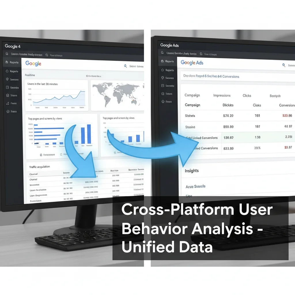 Google Analytics and Google Ads integration showing user behavior and conversion paths