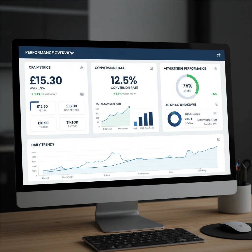Dashboard showing scaled ad customisation results across multiple campaigns and metrics