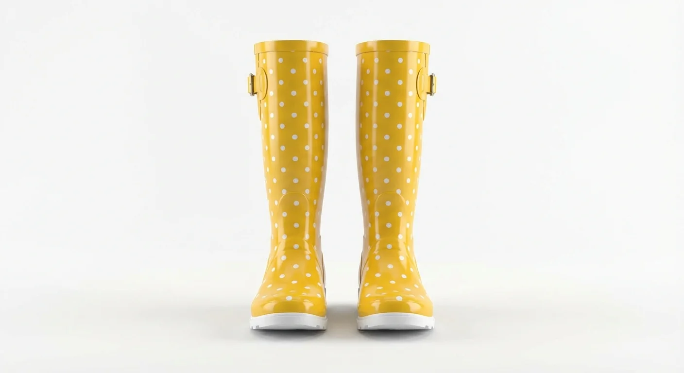 Yellow polka dot rain boots product image for Google Shopping