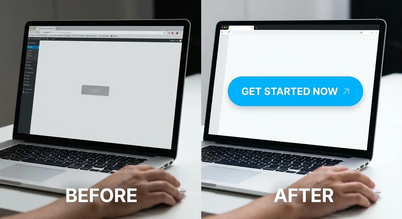 Before and after comparison showing improved call-to-action button design