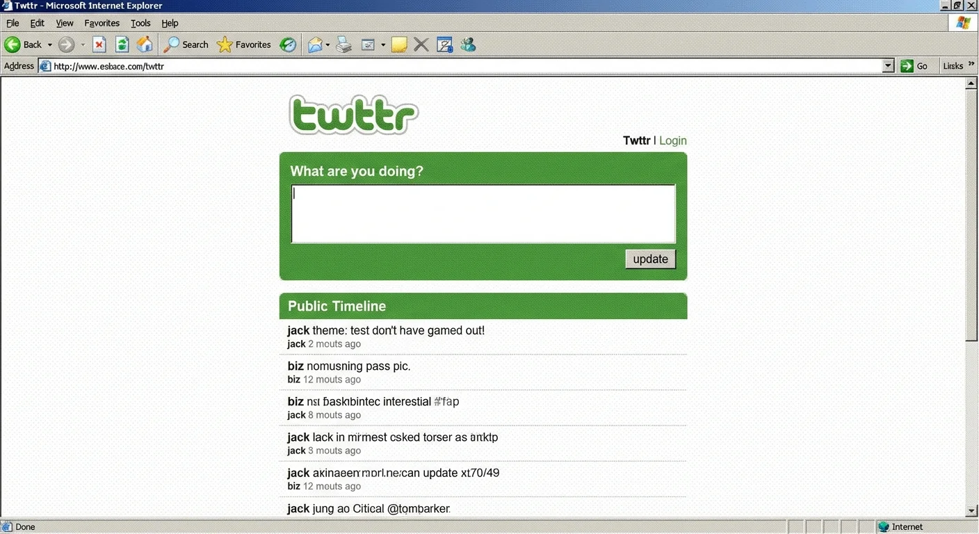 Early Twitter interface showing simple, basic design elements