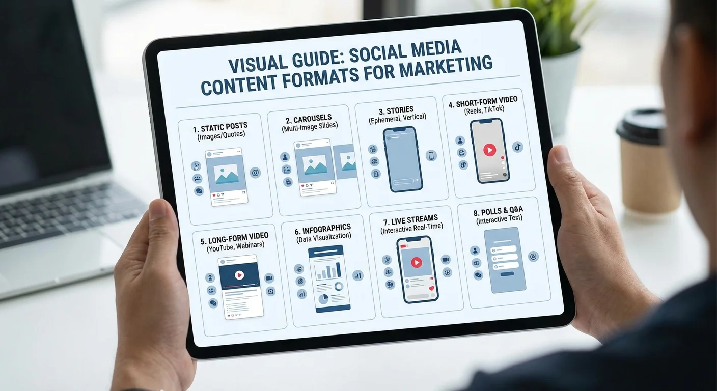 Content marketing strategy showing different types of social media content