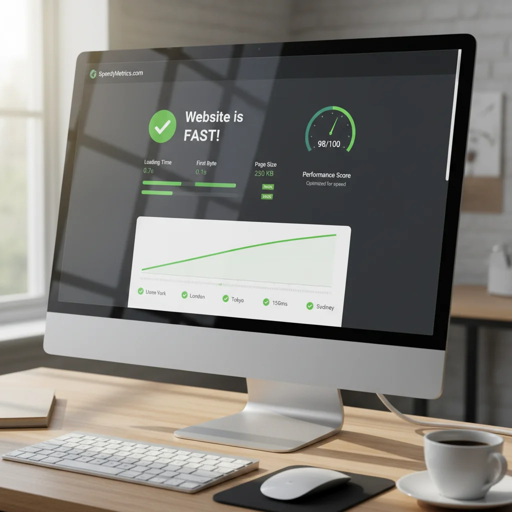 Website speed test results showing fast loading times