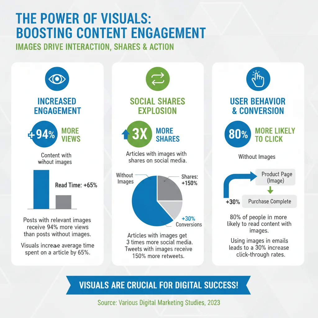 Infographic showing image impact on content engagement and social shares