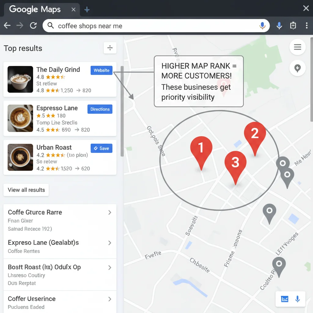 Google Maps results showing local businesses with citations
