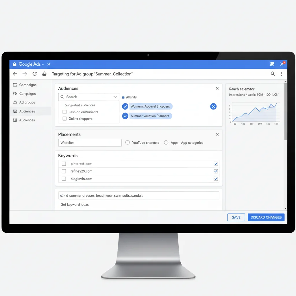 Google Ads Display Network targeting interface dashboard