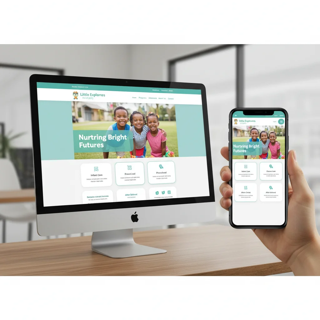 Modern childcare centre website design on desktop and mobile devices