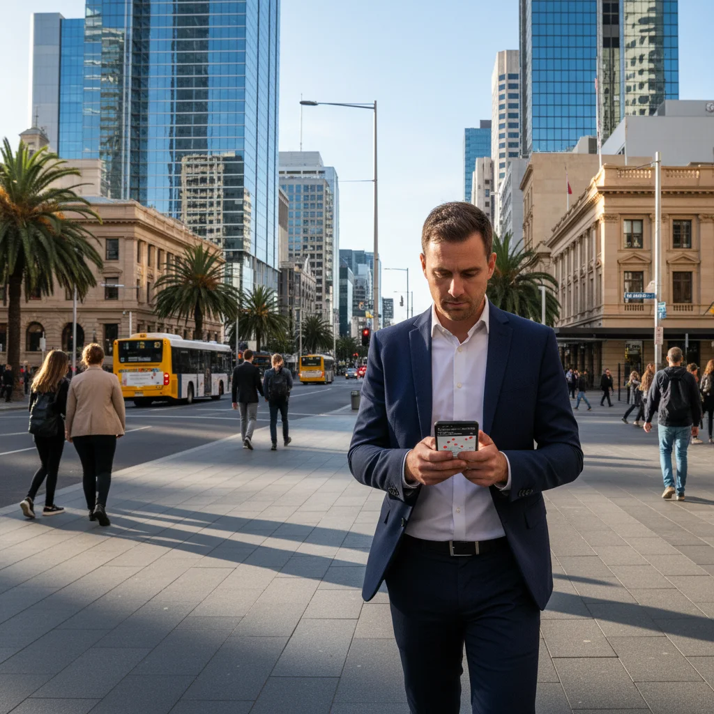 Person using smartphone to search for local Perth businesses