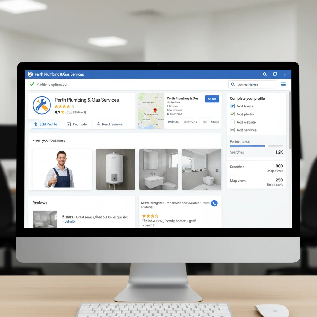 Google Business Profile dashboard showing optimised Perth business listing