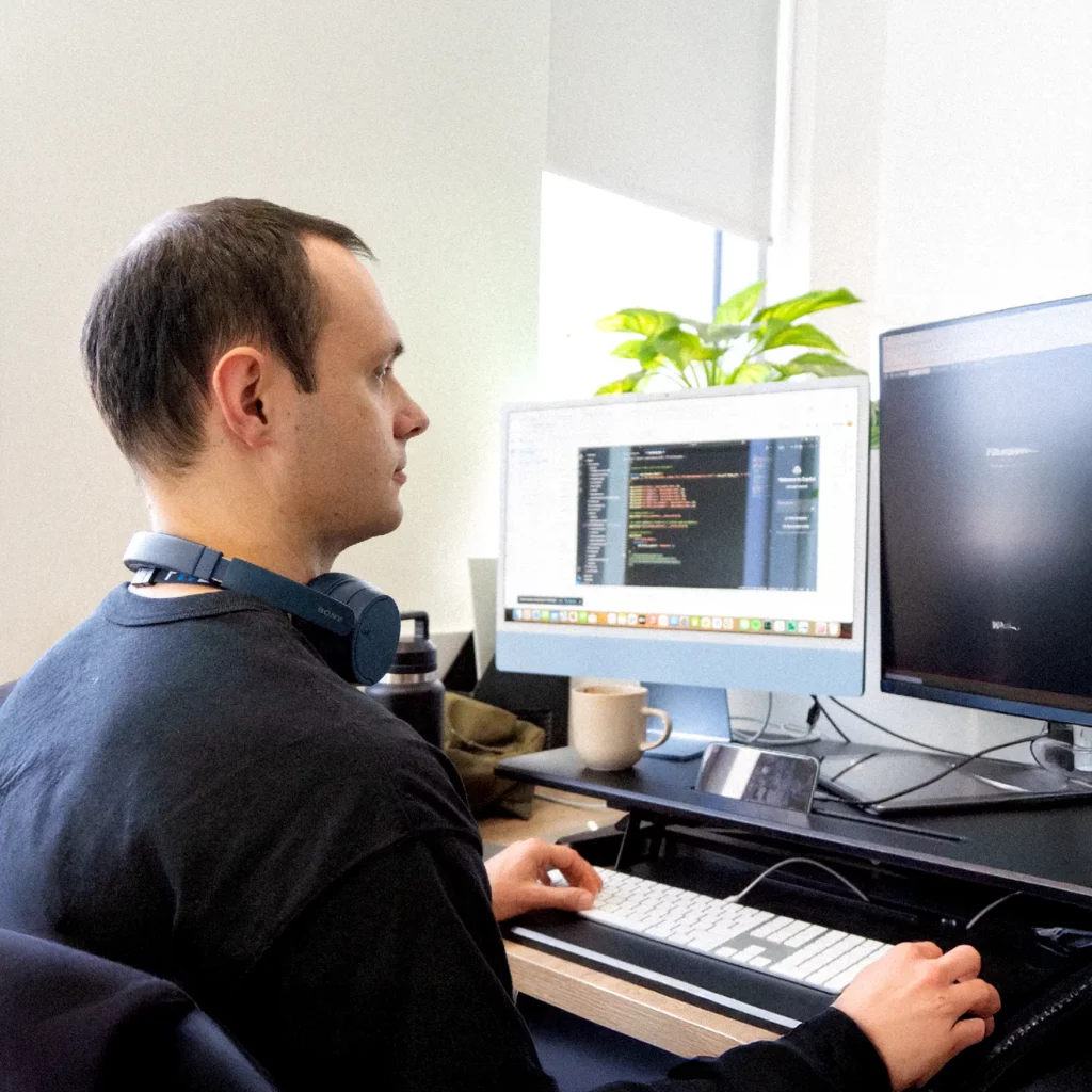 web developer works on web project