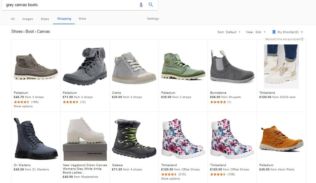 8 Pro Tips To Maximize Your Google Shopping Conversion Rates 9 grey-canvas-boots