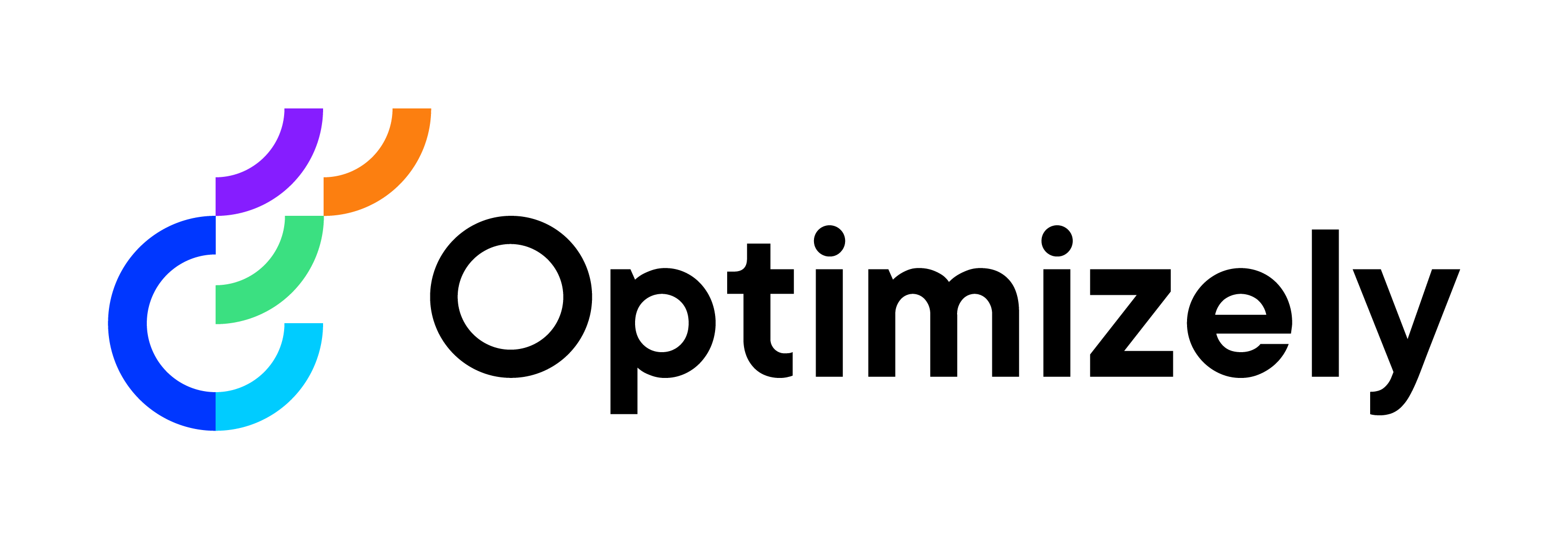 The Optimizely logo, ideal for any Web Designer Perth, features a colourful abstract symbol with blue, green, and orange curved lines to the left of the bold, black word “Optimizely” on a light grey background.