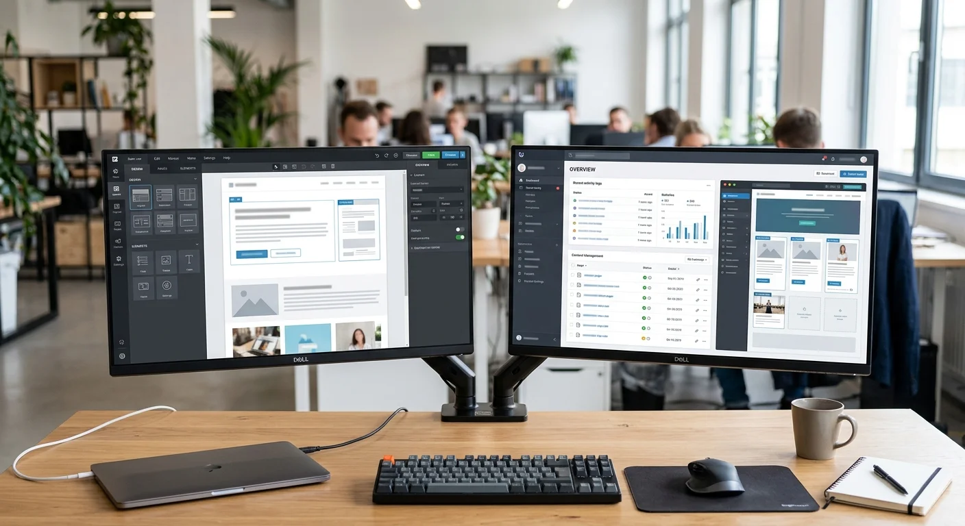 Side-by-side CMS platform dashboard comparison