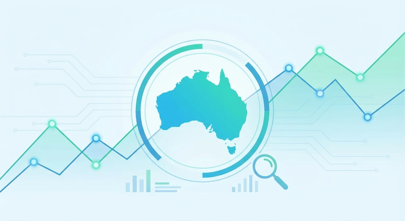 Google Trends data visualisation with Australian map showing search trend analysis