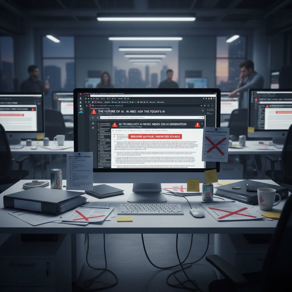 AI-generated content with missing editorial oversight leading to Google News penalties