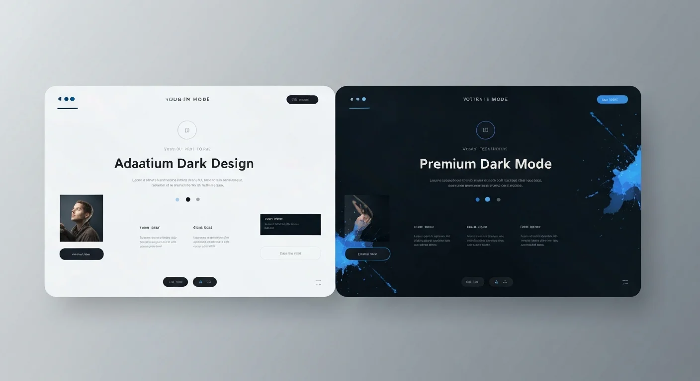 Website dark mode design showing light and dark theme comparison