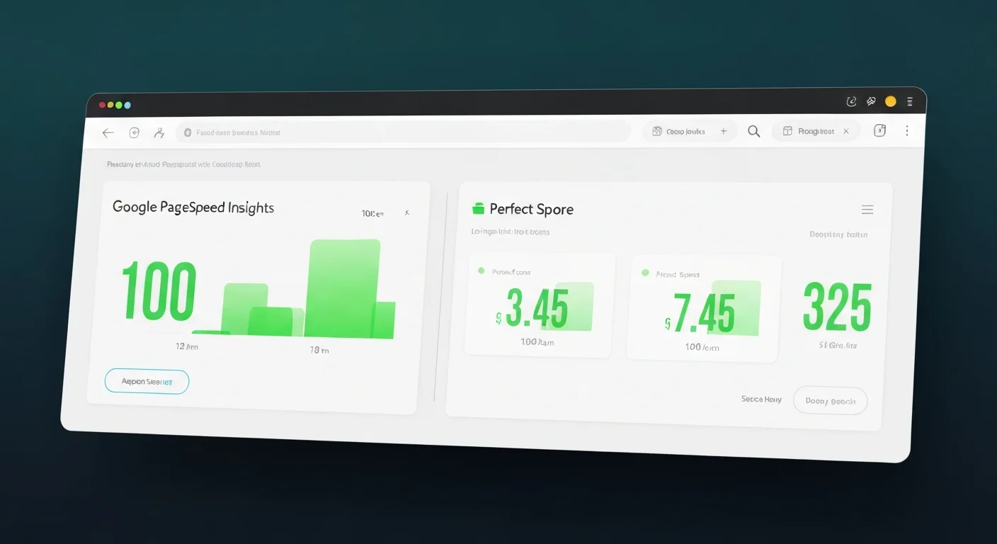 Performance-first web design showing fast loading speed metrics