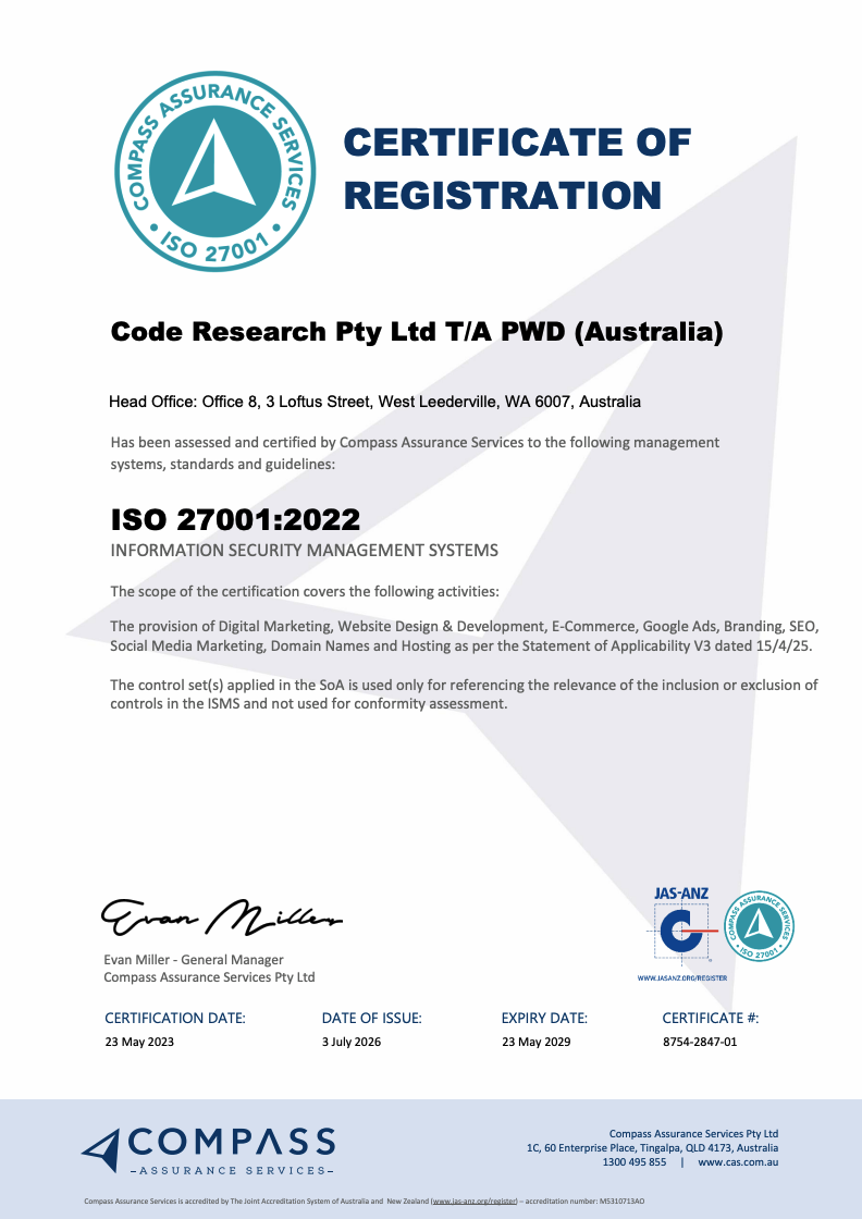 ISO 27001:2022 certificate